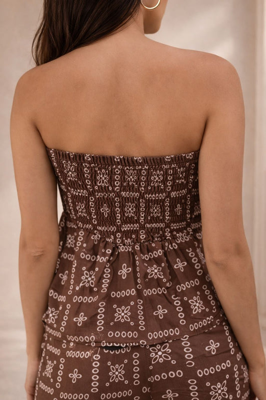 SET CHOCOLATE STRAPLESS Y PANTALON