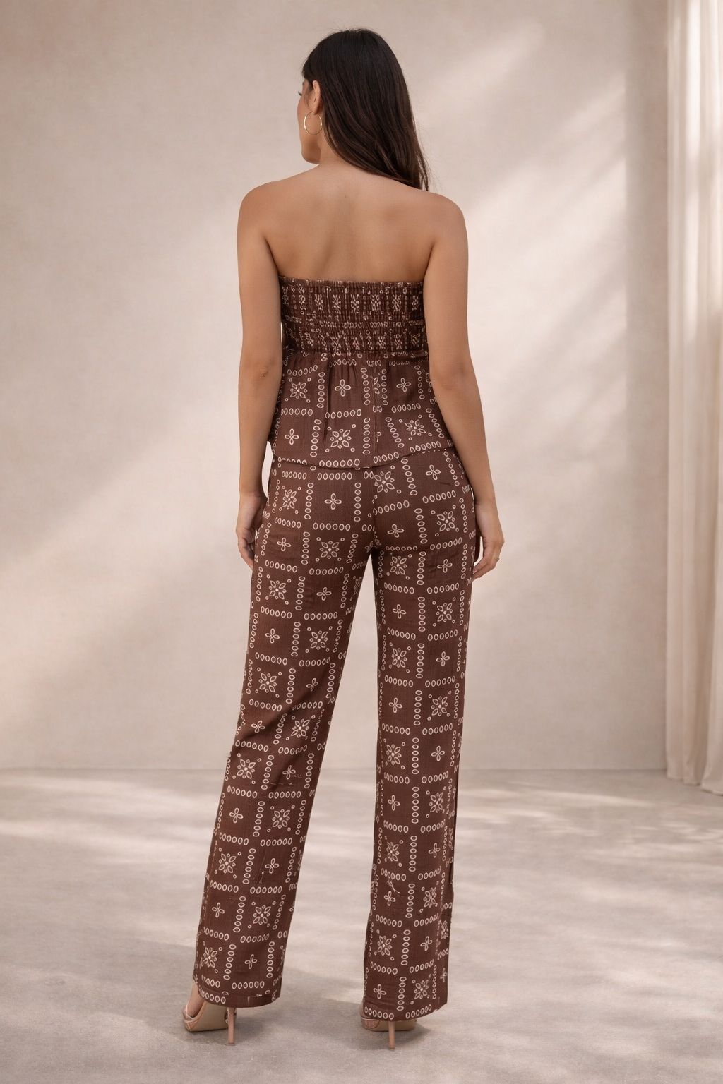 SET CHOCOLATE STRAPLESS Y PANTALON