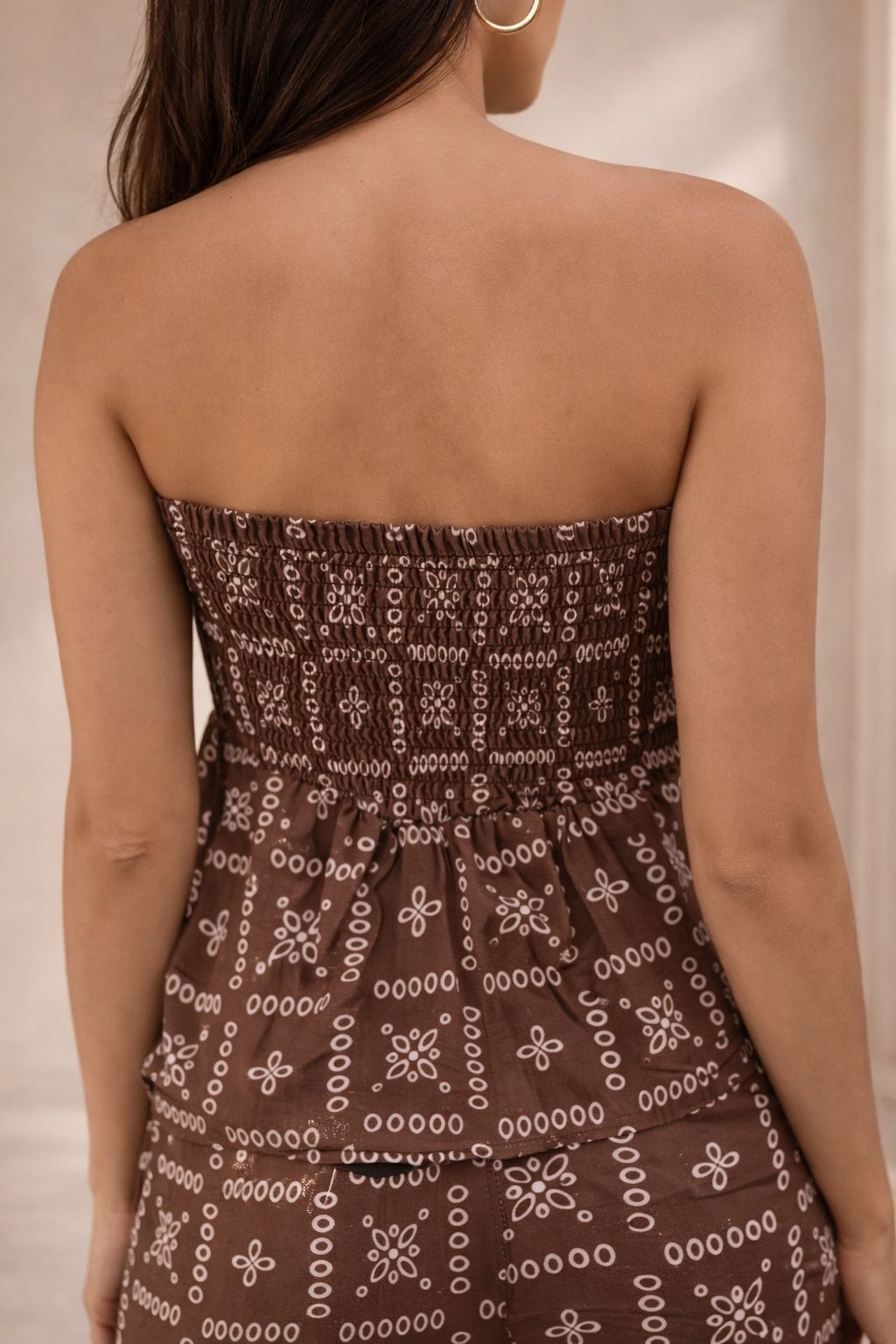 SET CHOCOLATE STRAPLESS Y PANTALON