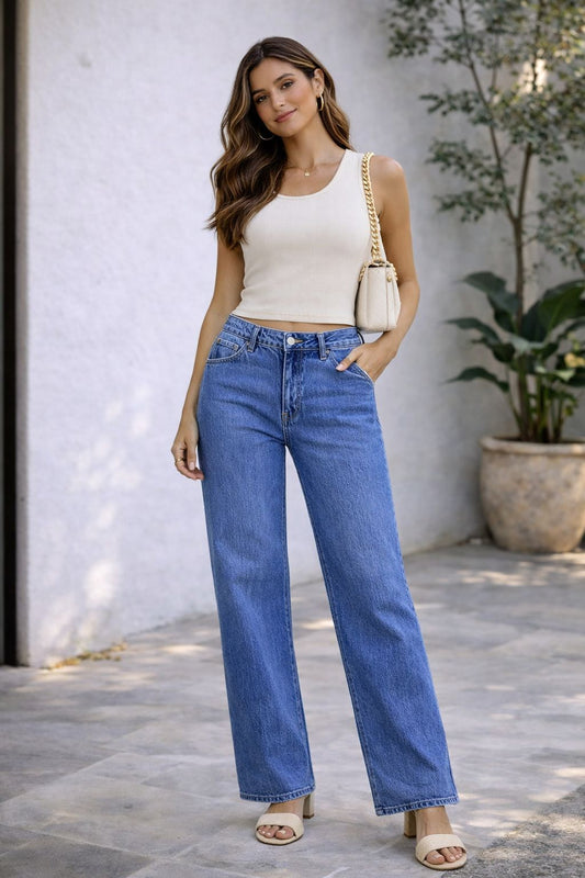 PANTALON DE MEZCLILLA WIDE LEG