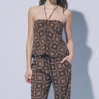 SET CHOCOLATE STRAPLESS Y PANTALON