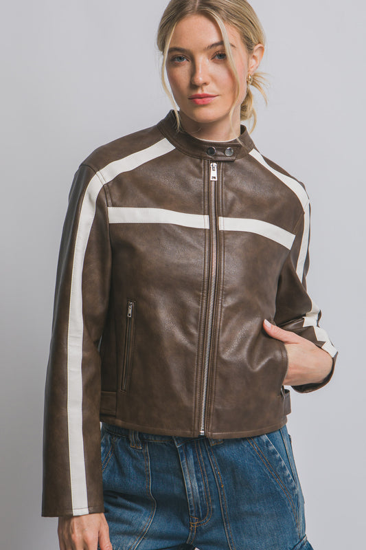 CHAQUEDA CUERO SINTETICO CON RAYAS