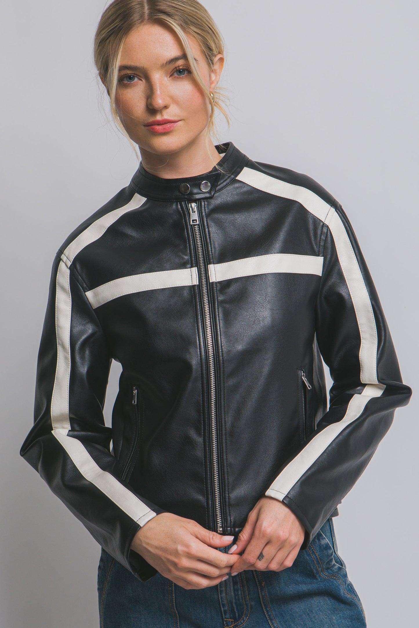 CHAQUEDA CUERO SINTETICO CON RAYAS