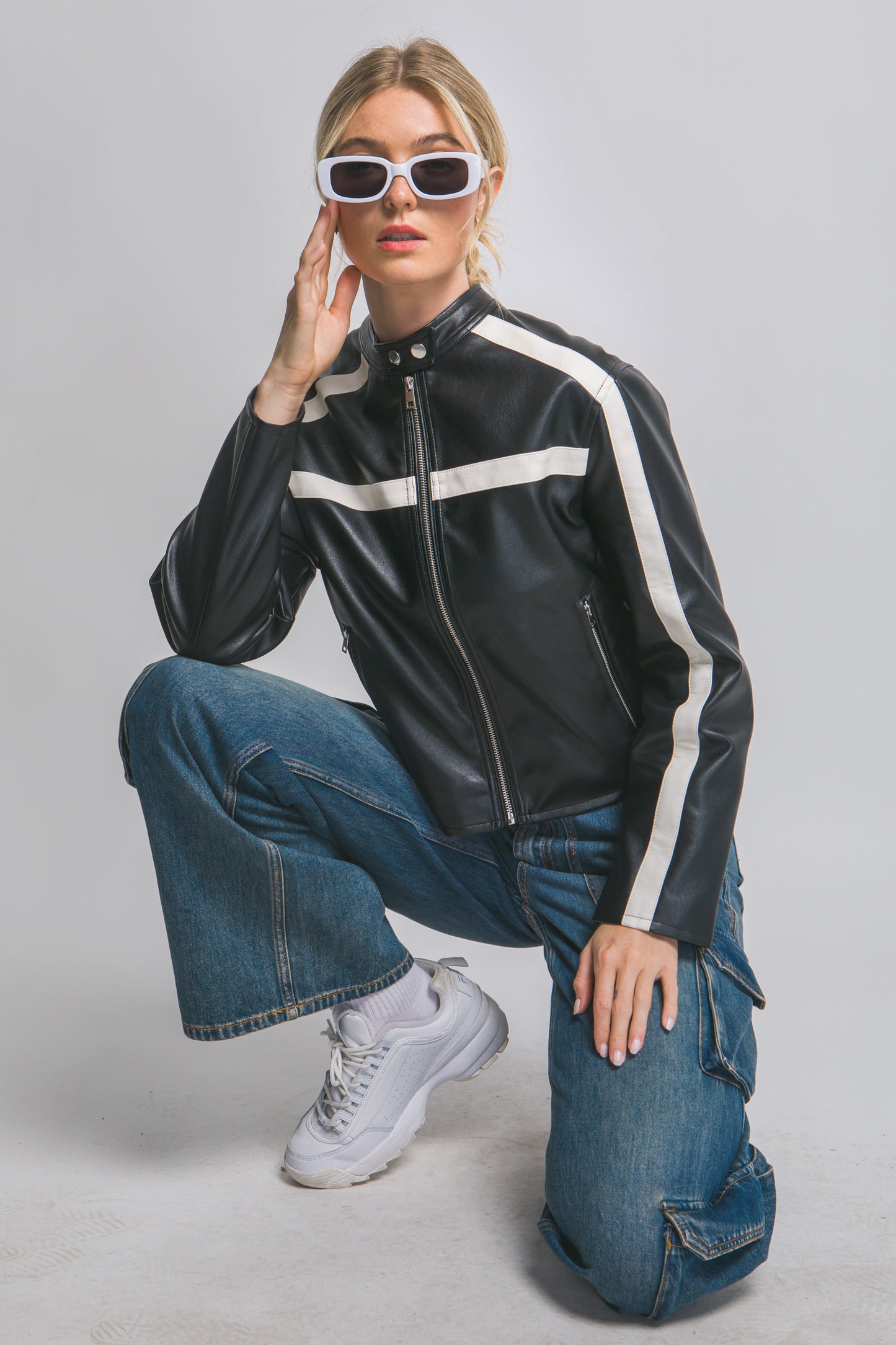 CHAQUEDA CUERO SINTETICO CON RAYAS