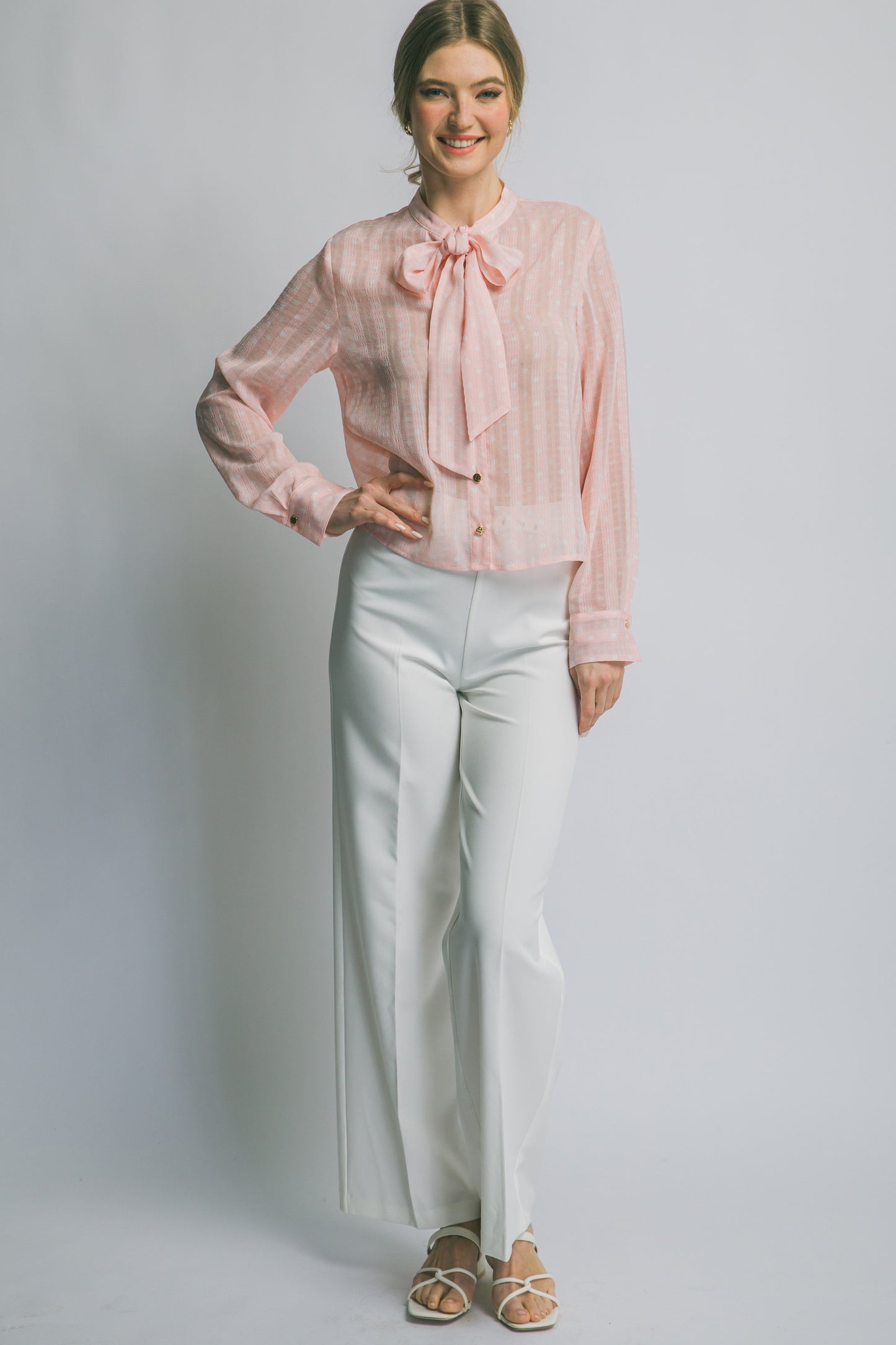 BLUSA DE PUNTOS CON LISTON