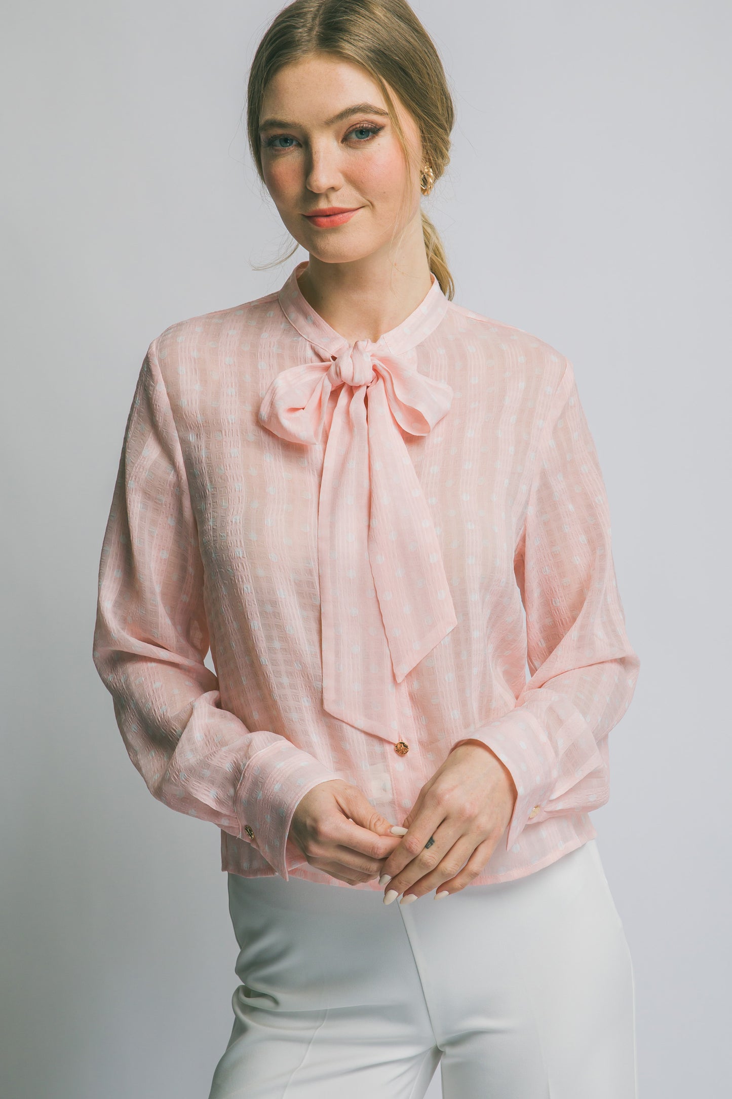 BLUSA DE PUNTOS CON LISTON