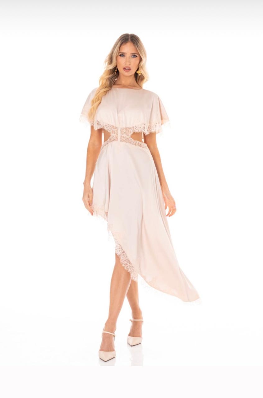 VESTIDO SATIN CON ENCAJE