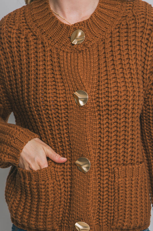 SUETER TEJIDO BOTON DORADO