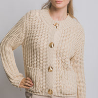 SUETER TEJIDO BOTON DORADO