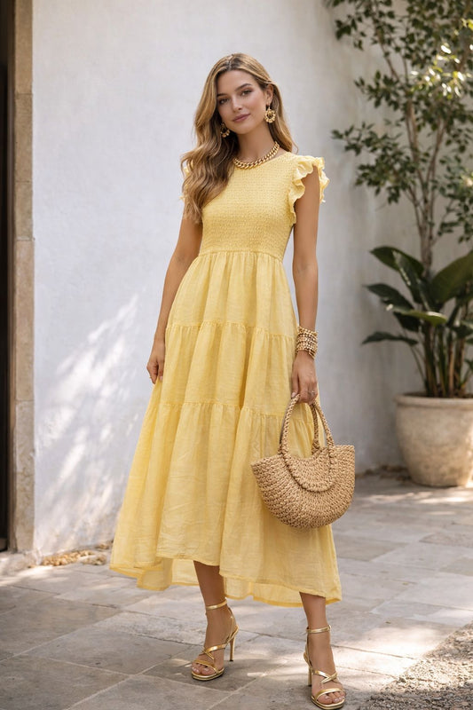 VESTIDO CON ELASTICO EN LA PARTE SUPERIOR