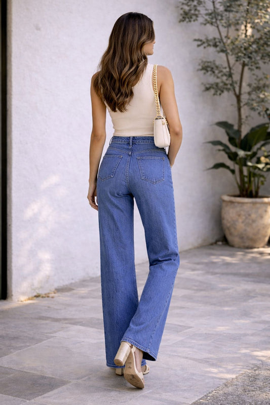 PANTALON DE MEZCLILLA WIDE LEG